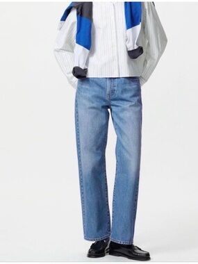 JW Anderson x Uniqlo Straight Jeans With Printed Logo Blue Size 32